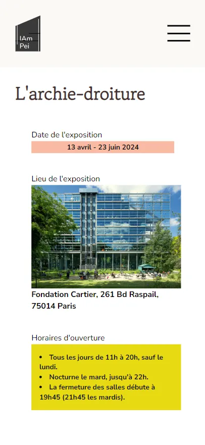 Image de la page d'accueil mobile de mon projet appelé Iampei.