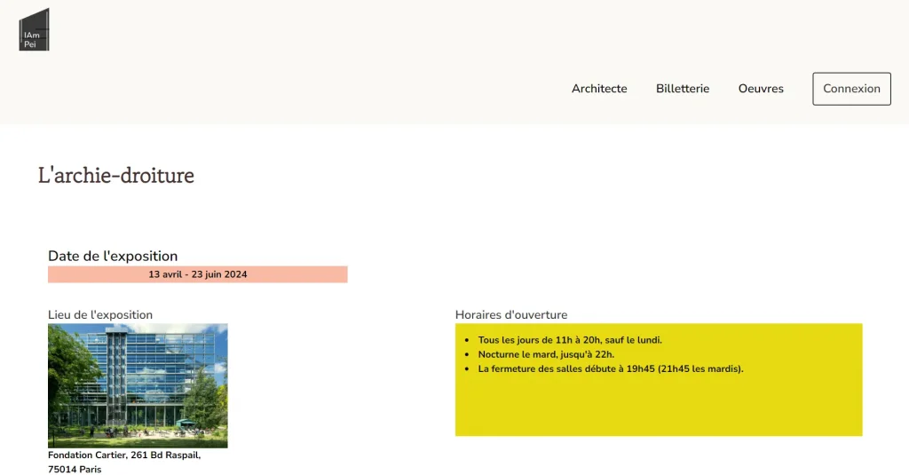 Image représentant la page d'accueil de mon projet Iampei.
